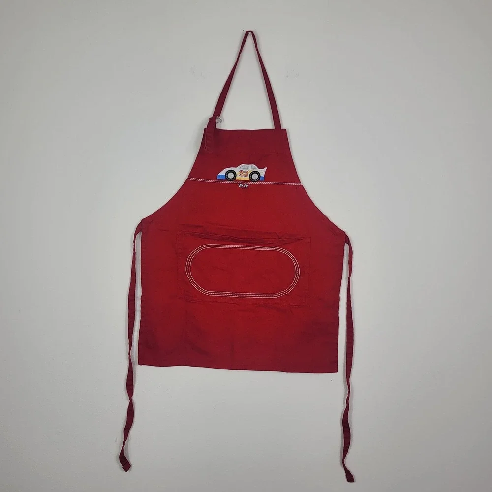 Williams-Sonoma Kids Red Race Car Apron  100%Cotton Embroidered#23 Pit Crew Chef